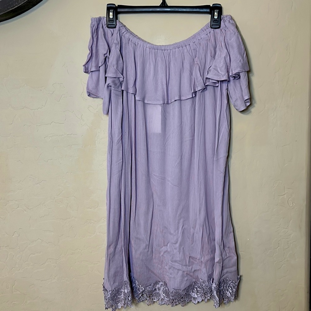 lilac off the shoulder summer dress